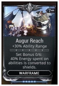 Strength Strength is the main stat to build high (250-350%) for high Haste mote buff, health mote buff, Breach Surge multiplier and Eclipse multiplier. . Warframe augur reach
